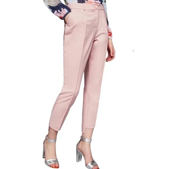 Ted Baker Anett Side Seam Detail Trousers Ankle Pants Size US 6 Baby Pink